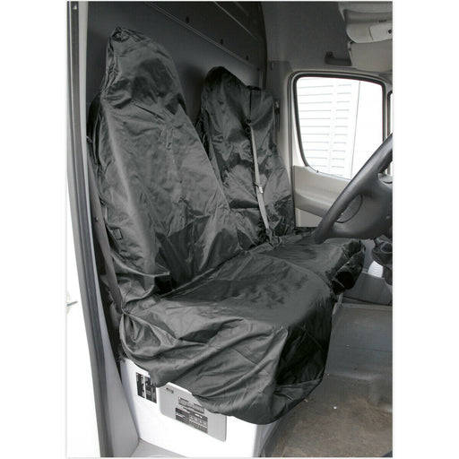 2 PACK Heavy Duty Front Van Seat Protector - Water-Resistant Nylon - Universal Loops
