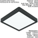 2 PACK Wall / Ceiling Light Black 210mm Square Surface Mounted 16.5W LED 3000K Loops