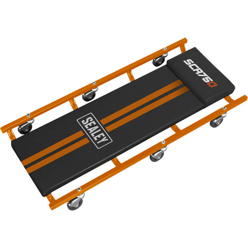 Orange Heavy Duty Steel Creeper - Composite Castors 150kg Capacity Vinyl Cover Loops