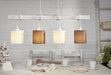 Hanging Ceiling Pendant Light Grey Wood & Black White Shade 4 x 60W E27 Bulb Loops