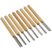 8 Piece Wood Turning Chisel Set - Steel Shafts & Tips - Long Softwood Handles Loops