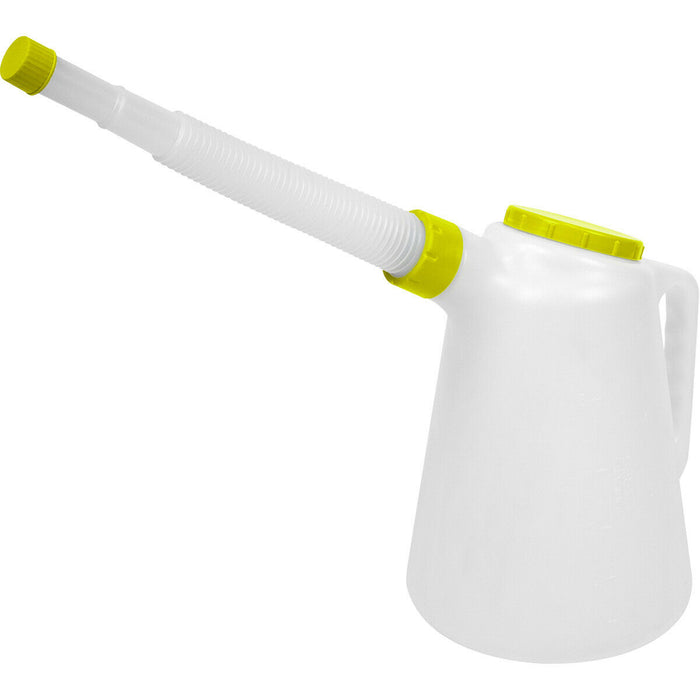 5 Litre Oil Container with Lime Lid & Flexible Spout - Screw Cap - Polyethylene Loops