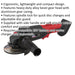 20V Cordless Angle Grinder - 115mm Disc - BODY ONLY - M14 X 2mm - 700W Motor Loops