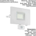 IP44 Outdoor Flood Light & PIR Sensor White Aluminium 50W Built in LED Loops