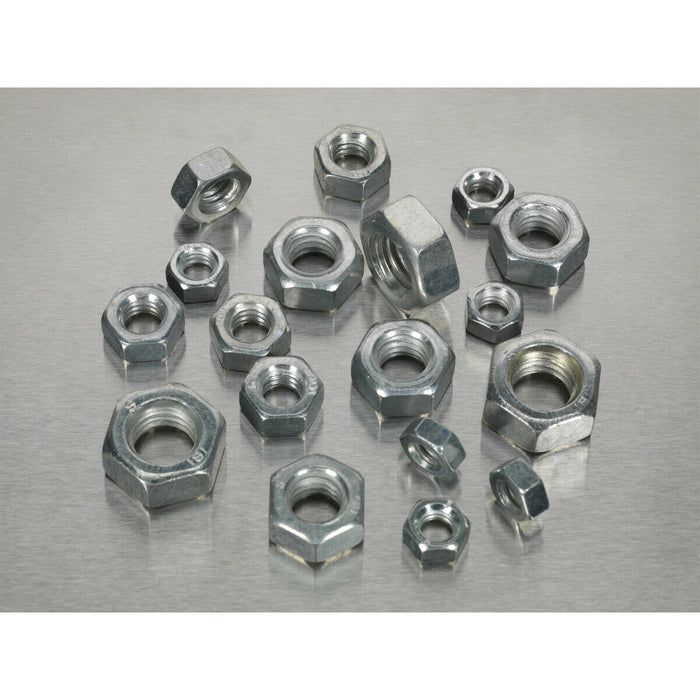 320 Piece Steel Nut Assortment - 1/4" to 1/2" UNF - Partitioned Storage Box Loops