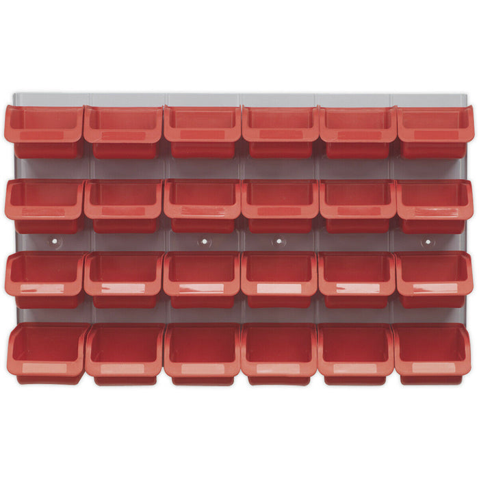 24 Red 100 x 110 x 75mm Plastic Storage Bin & Wall Panel Warehouse Picking Tray Loops