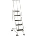 5 Tread Mobile Warehouse Steps GREY 1.94m Portable Safety Ladder & Wheels Loops