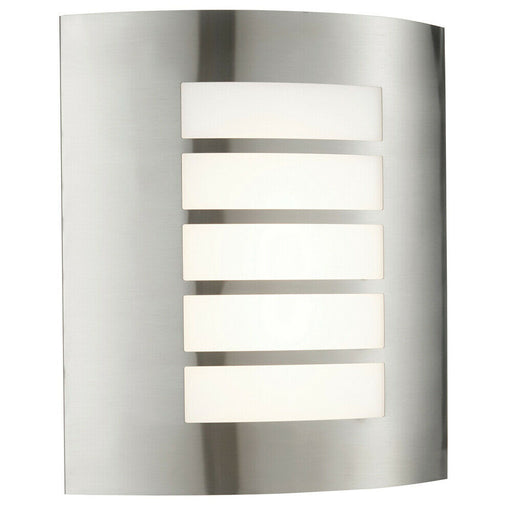 IP44 Outdoor Wall Light Brushed Steel & Diffuser 7W Warm White LED Porch Lamp Loops