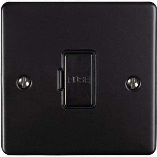 13A DP Unswitched Fuse Spur MATT BLACK & Black Mains Isolation Wall Plate Loops