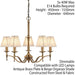 Avery Ceiling Pendant Chandelier Light 5 Lamp Antique Brass & Beige Pleat Shade Loops