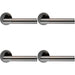 4x PAIR Sectional Round Bar Handle on Round Rose Concealed Fix Black Nickel Loops