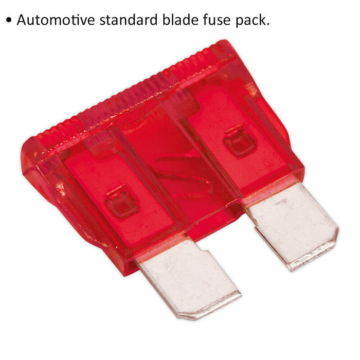 50 PACK 10 Amp Automotive Standard Blade Fuse - 10A Auto Vehicle Car Fuse Loops