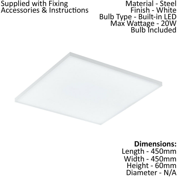 2 PACK 450mm Sleek Ceiling Light White Slim Square Low Profile 20W LED 4000K Loops