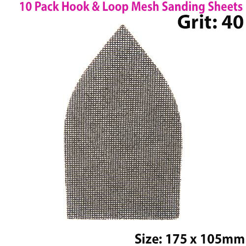 10x 175mm 40 Grit Silicon Carbide Mesh Detail Triangle Sanding Sheets Hook Loop Loops