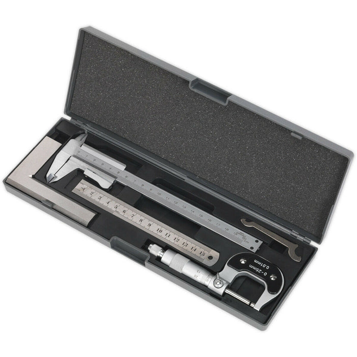 4 Piece Measuring Tool Set - Precision Measuring Instrument Kit - Storage Case Loops