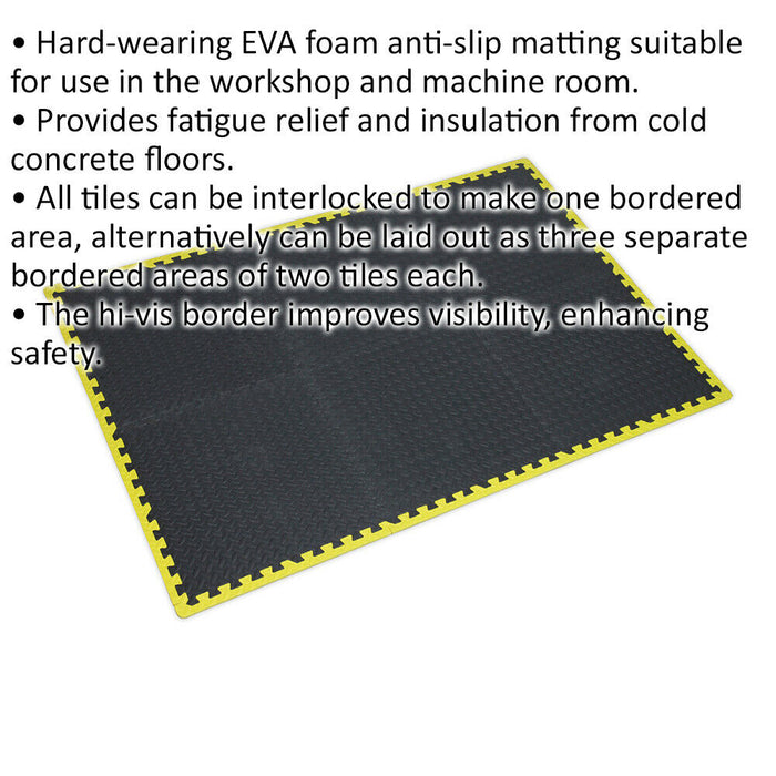 1200 x 1800mm Interlocking Jigsaw Mat & Hi Vis Edge Pack - EVA Foam Floor Cover Loops