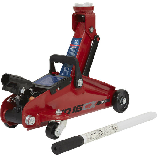 Short Chassis Hydraulic Trolley Jack - 1.5 Tonne Capacity - 300mm Max Height Loops
