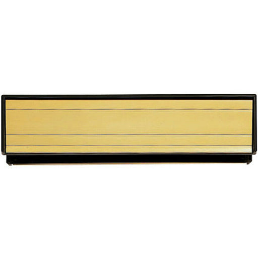 All in one Sleeved Letterbox Plate 253 x 38 x 35 65mm Aperture Gold Aluminium Loops