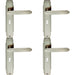 4x PAIR Line Detailed Handle on Lock Backplate 205 x 45mm Satin Nickel Loops
