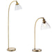 Standing Floor & Table Lamp Set Antique Brass Glass Shade Retro Industrial Light Loops