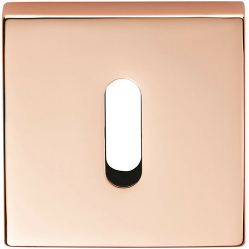 Square Lock Profile Escutcheon Concealed Fix 52 x 52mm Polished Copper Loops