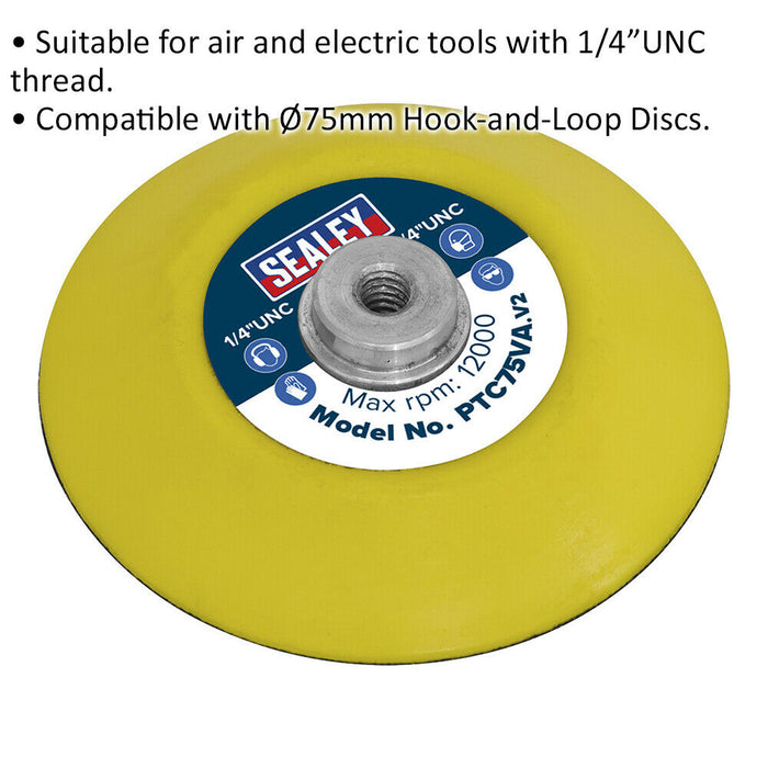 71mm Hook and Loop Backing Pad - 1/4 Inch UNC Thread - Angle Grinder Disc Loops