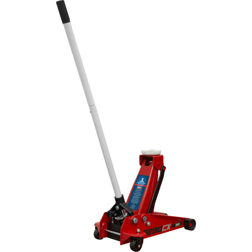Compact Hydraulic Trolley Jack - 3 Tonne Capacity - 465mm Max Height - Red Loops