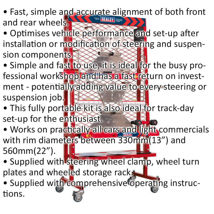 13" to 22" 4-Wheel Laser Alignment Kit - Portable Track Day Car Set-up Trolley Loops