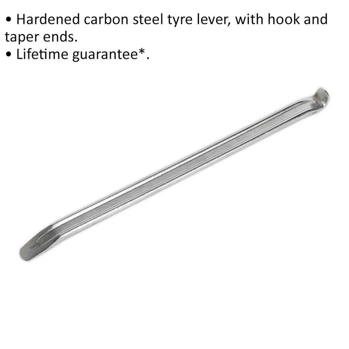 450mm Heavy Duty Tyre Lever - Carbon Steel Hook & Taper Ends Wheel Iron Pry Bar Loops