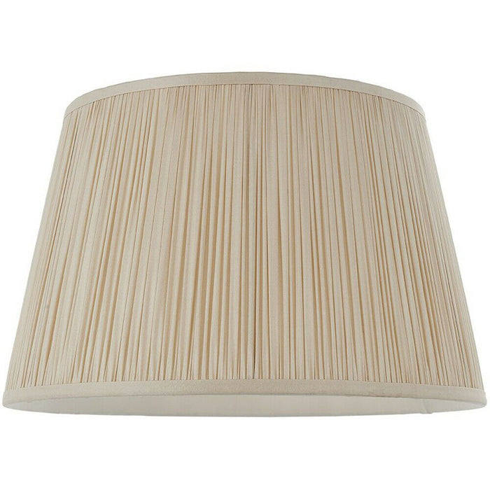 14" Elegant Round Tapered Drum Lamp Shade Oyster Gathered Pleated Silk Cover Loops