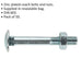 50 PACK Zinc Plated Coach Bolt and Nut - M10 x 75mm - 1.5mm Pitch - DIN 603 Loops