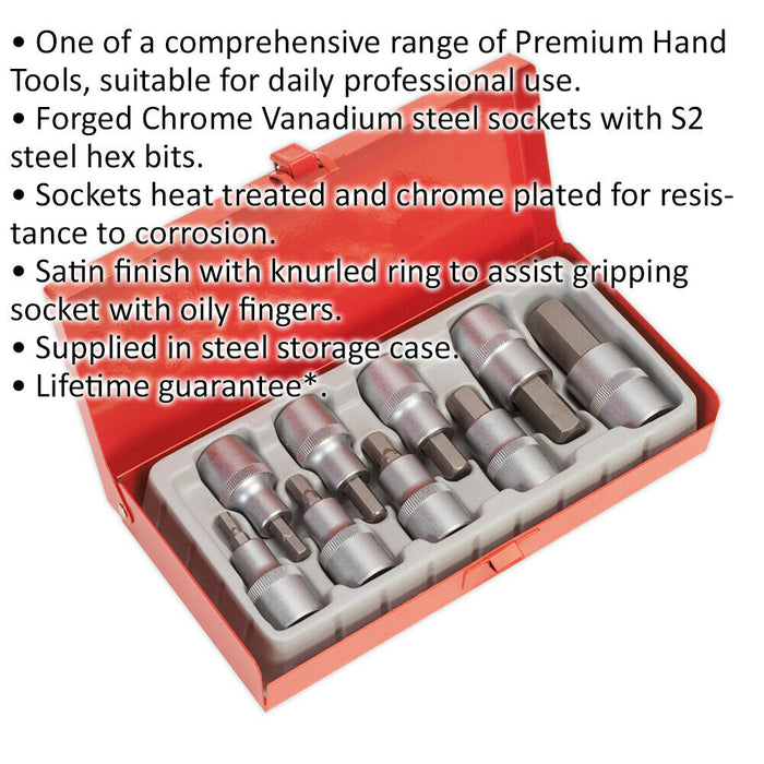 9 PACK Ball-End Hex Socket Bit Set - 1/2" Square Drive - 5mm to 17mm Long Allen Loops