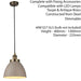 Hanging Ceiling Pendant Light GREY & TARNISHED BRASS Industrial Lamp Bulb Holder Loops