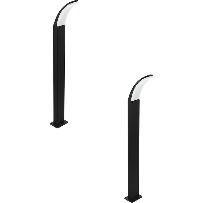 2 PACK IP44 Outdoor Bollard Light Black Aluminium 11W Built in LED Lamp Post Loops