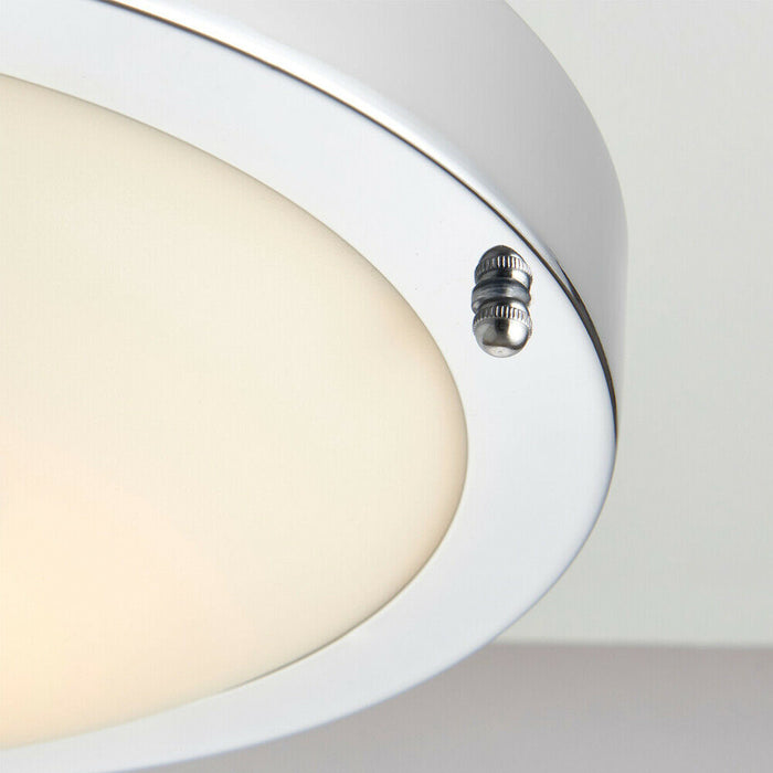 IP44 Outdoor Dimmable Bulkhead Light Chrome Plate Bathroom Flush Ceiling Lamp Loops
