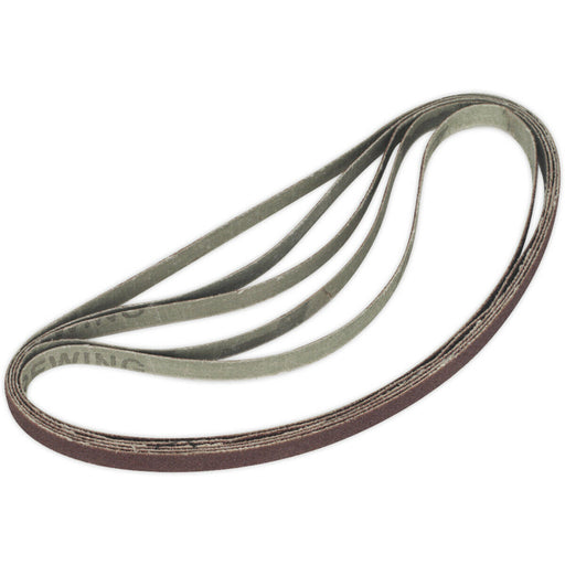5 PACK - 8mm x 456mm Sanding Belts - 40 Grit Aluminium Oxide Slim Detail Loop Loops