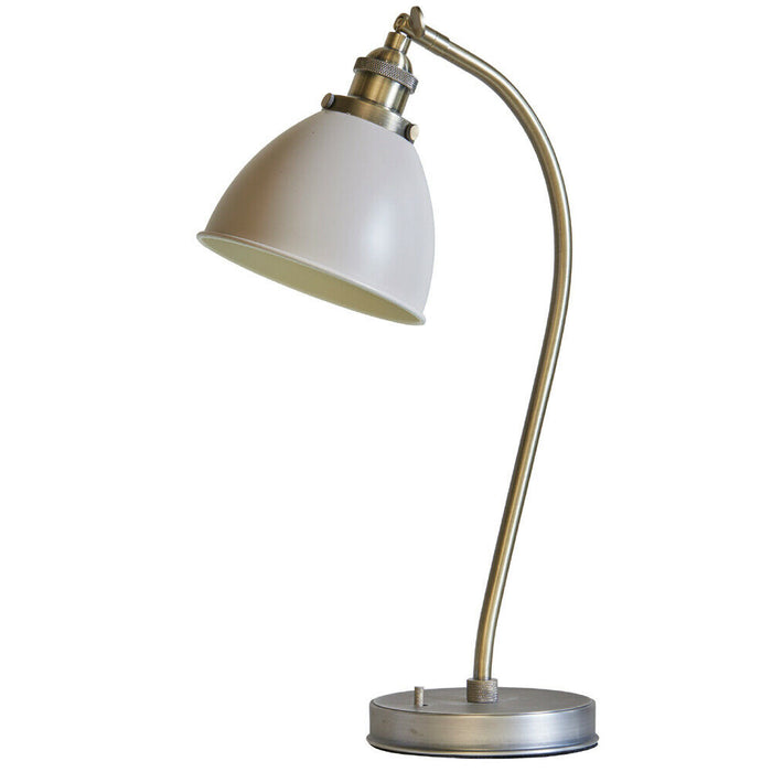 2 PACK Vintage Curved Table Lamp Antique Brass & Grey Industrial Bedside Light Loops