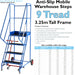9 Tread Mobile Warehouse Stairs Anti Slip Steps 3.25m Portable Safety Ladder Loops