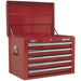 660 x 435 x 490mm RED 5 Drawer Topchest Tool Chest Storage Unit - High Gloss Loops