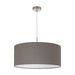 Pendant Light Colour Satin Nickel Shade Anthracite Brown Fabric Bulb E27 1x60W Loops