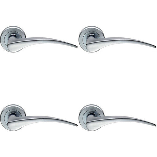 4x PAIR Arched Tapered Handle on Round Rose Concealed Fix Satin Chrome Loops