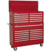 1290 x 465 x 1495mm 23 Drawer Combination Tool Chest - RED Mobile Storage Case Loops