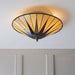 Tiffany Glass Semi Flush Ceiling Light Large Round Cream Inverted Shade i00041 Loops