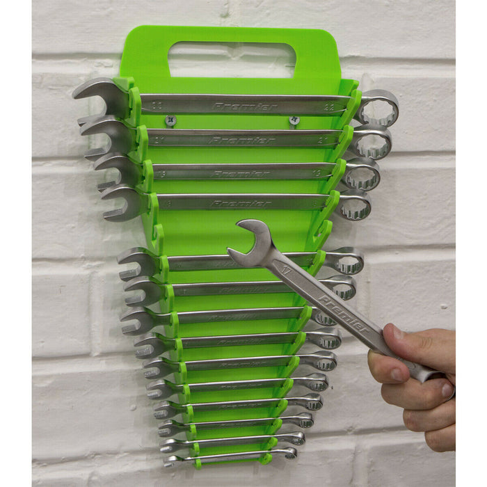 15 Spanner GREEN TPR Sharks Teeth Tool Rack - Drawer & Wall Mount Management Loops