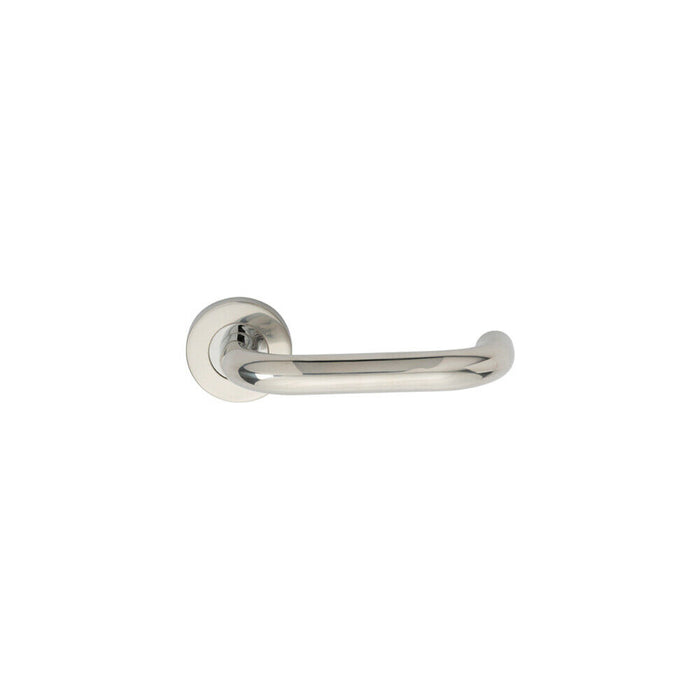 PAIR 19mm Round Bar Safety Handle on Round Rose Concealed Fix Polished Steel Loops