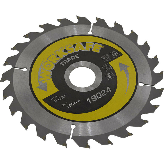 190 x 30mm TCT Circular Saw Blade - 30mm Bore - 24 TPU - Hi-Ten Steel Wood Saw Loops