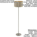 Floor Lamp Light Satin Nickel Shade Taupe Gold Fabric Pedal Switch Bulb E27 Loops