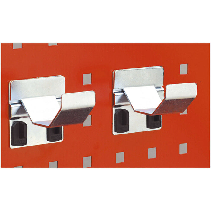 2 PACK - 60mm Pipe Bracket Arms - Square PERFO Mount - Wall Panel Storage Set Loops