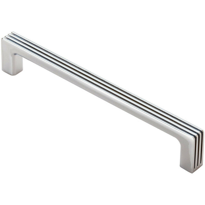 Straight D Bar Door Handle with Grooves 160mm Fixing Centres Polished Chrome Loops