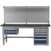 1.8m Complete Industrial Workstation & Cabinet Set - Back Panel Drawers Storage Loops